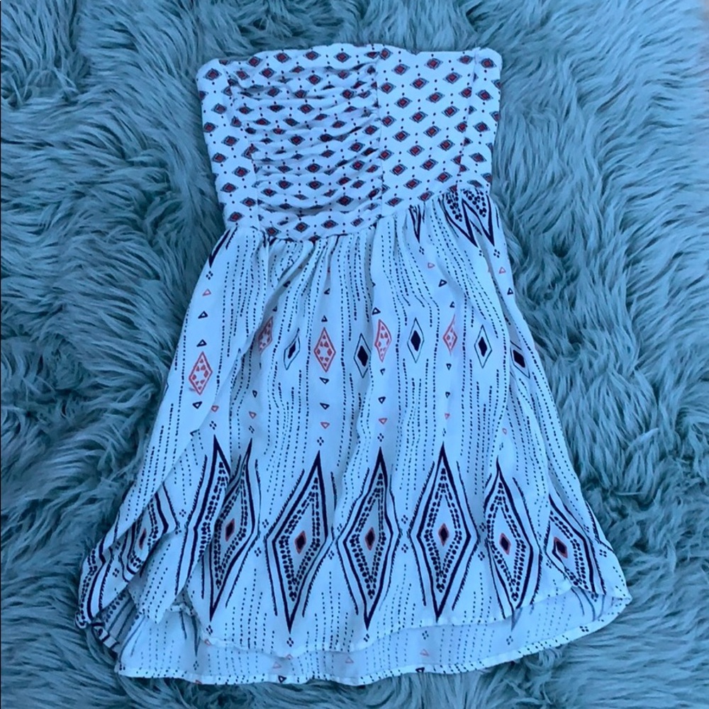 blue white and orange mini dress